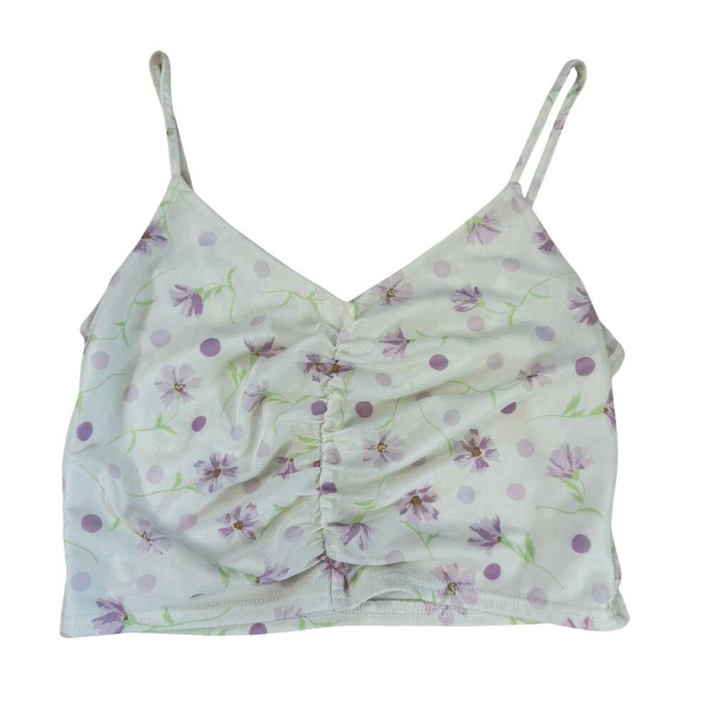 BP White Floral Polka Dot Mesh Cami Tank Top Size M